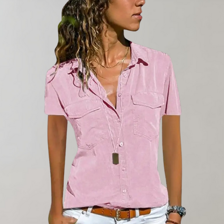 Levoire | Chemisier Femme À Manches Courtes Rosa
