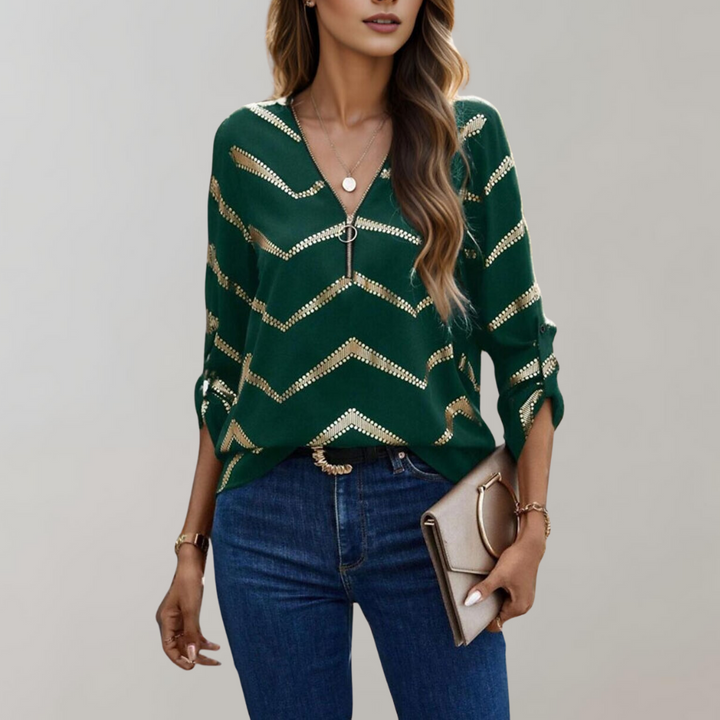 Levoire | Blouse Pour Femmes À La Mode Avec Fermeture Éclair Vert