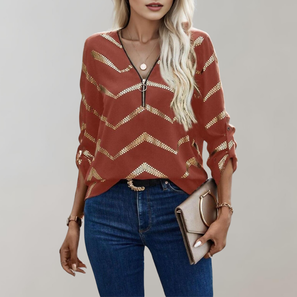 Levoire | Blouse Pour Femmes À La Mode Avec Fermeture Éclair Khaki