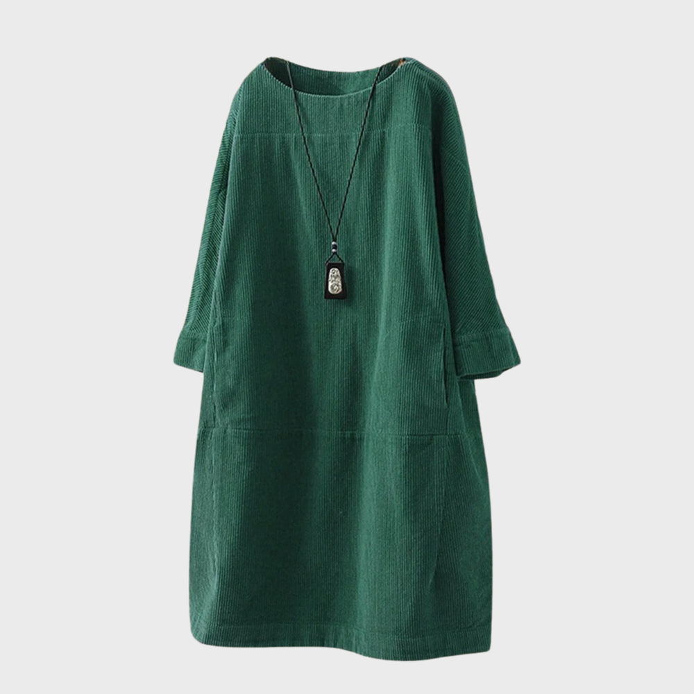 Levoire | Robe Midi Décontractée Minimaliste À Manches Pour Femmes Vert