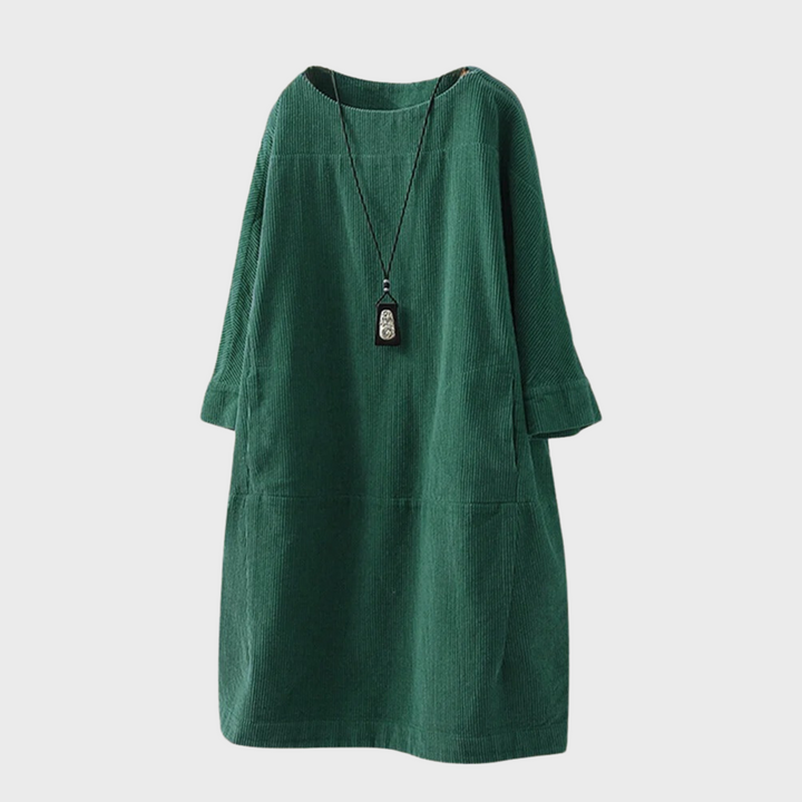 Levoire | Robe Midi Décontractée Minimaliste À Manches Pour Femmes Vert