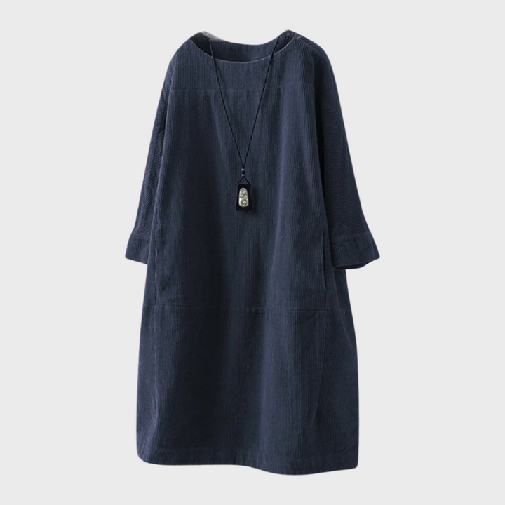 Levoire | Robe Midi Décontractée Minimaliste À Manches Pour Femmes Marine