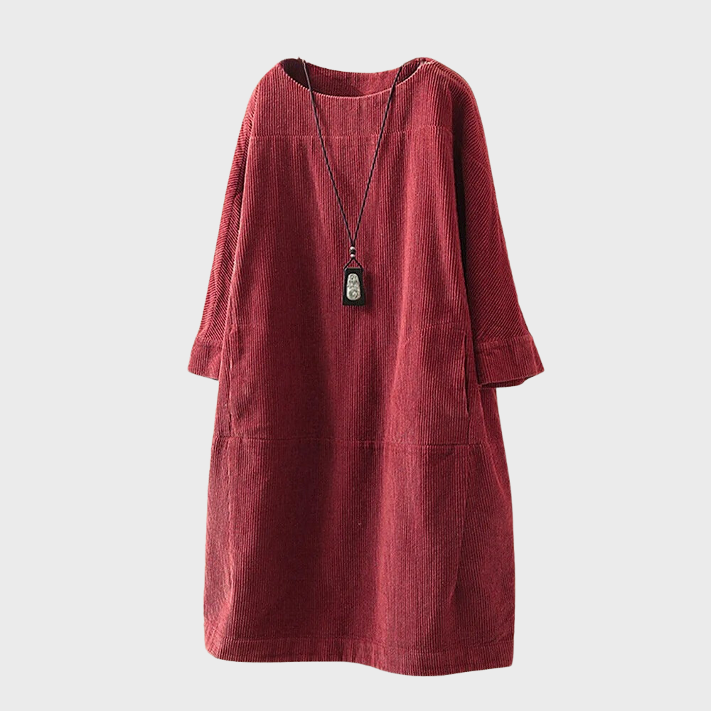 Levoire | Robe Midi Décontractée Minimaliste À Manches Pour Femmes Rot