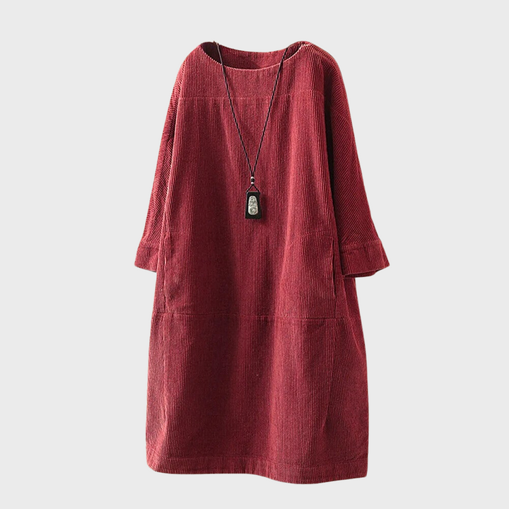 Levoire | Robe Midi Décontractée Minimaliste À Manches Pour Femmes Rot