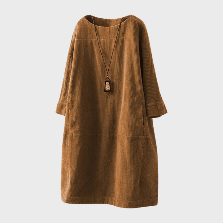 Levoire | Robe Midi Décontractée Minimaliste À Manches Pour Femmes Jaune