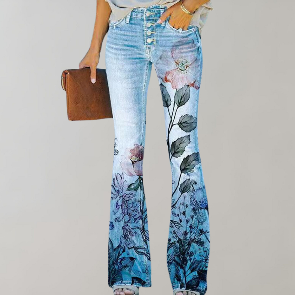 Levoire | Jean Évasé Avec Motif Floral Avec fleur rose