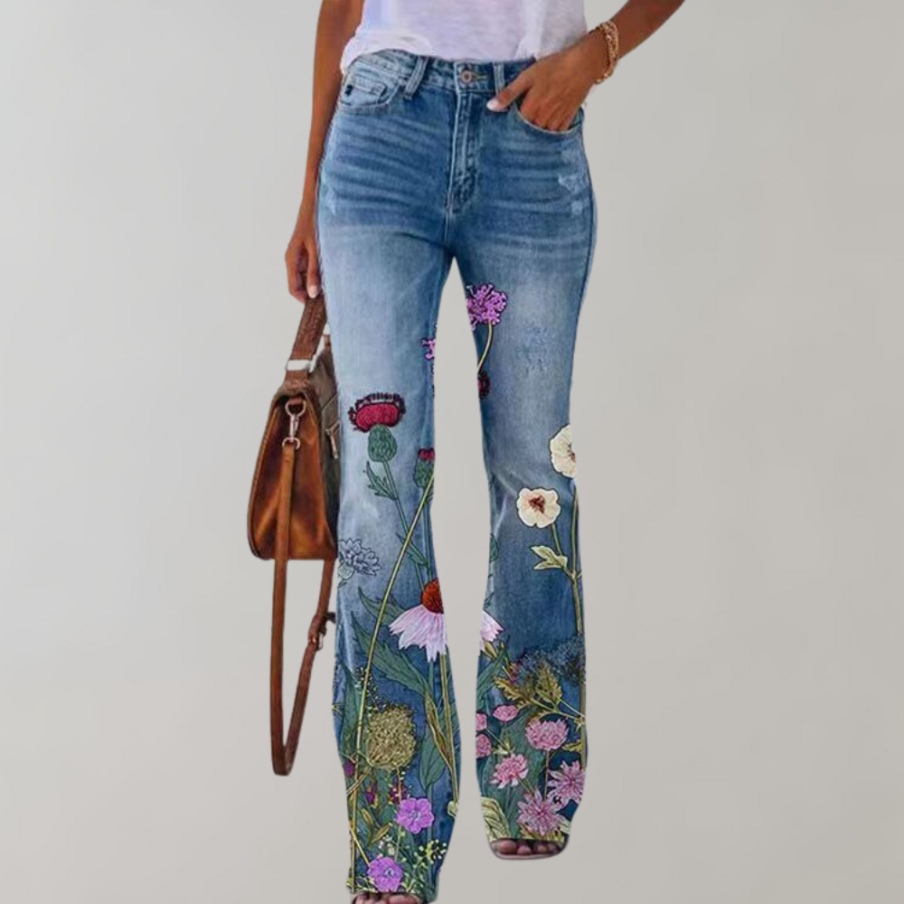 Levoire | Jean Évasé Avec Motif Floral Avec fleur rouge