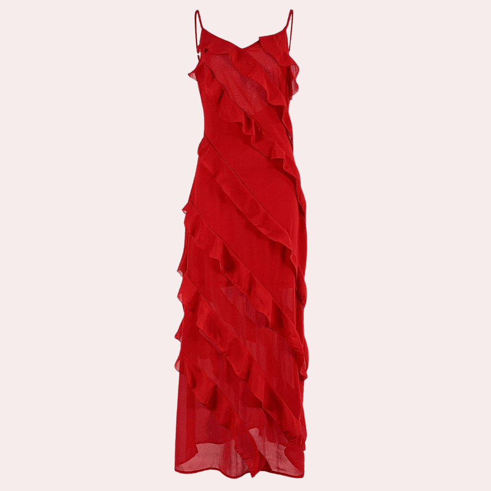 Levoire | Robe Longue À Volants Robe De Soirée Pour Femmes Rot