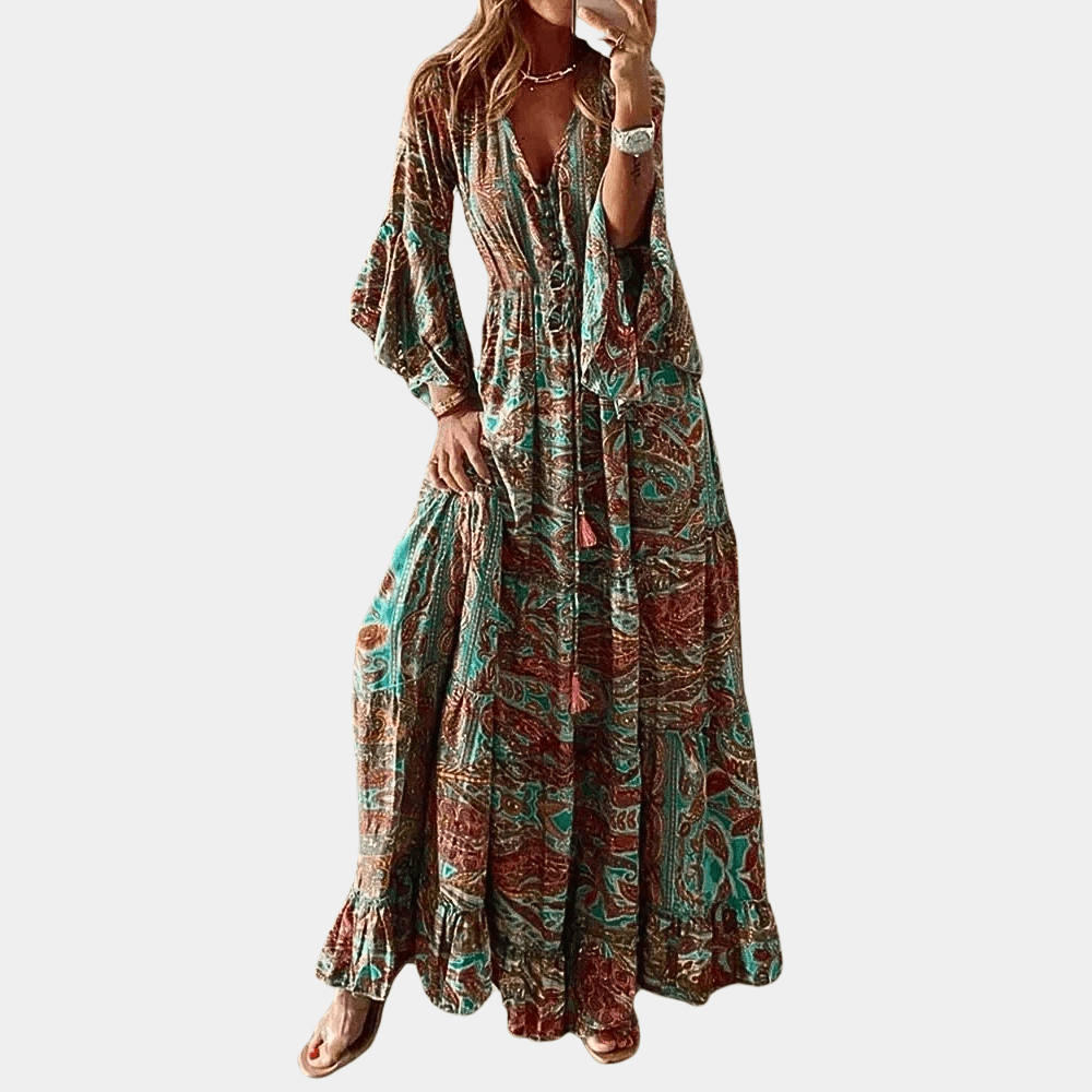 Levoire | Robe Longue Inspirée Boho Pour Femmes Orange