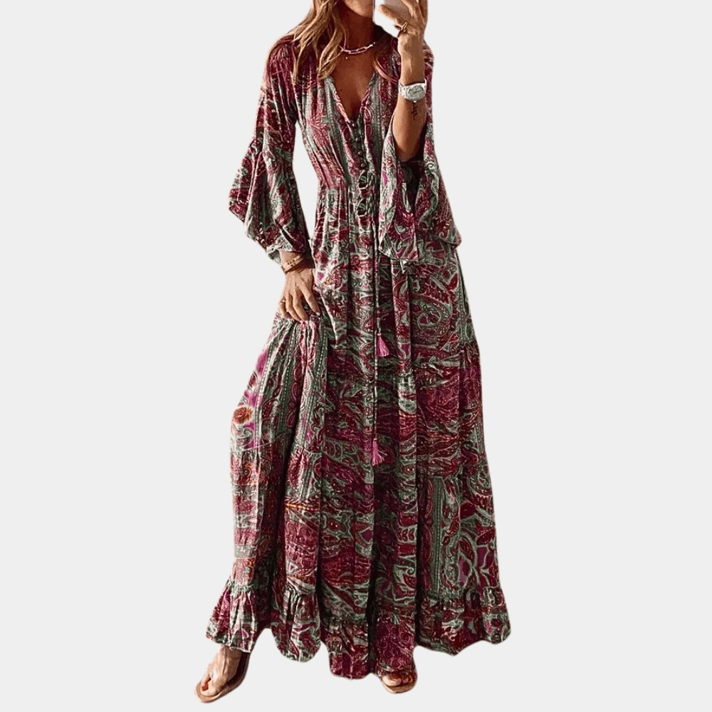Levoire | Robe Longue Inspirée Boho Pour Femmes Rot