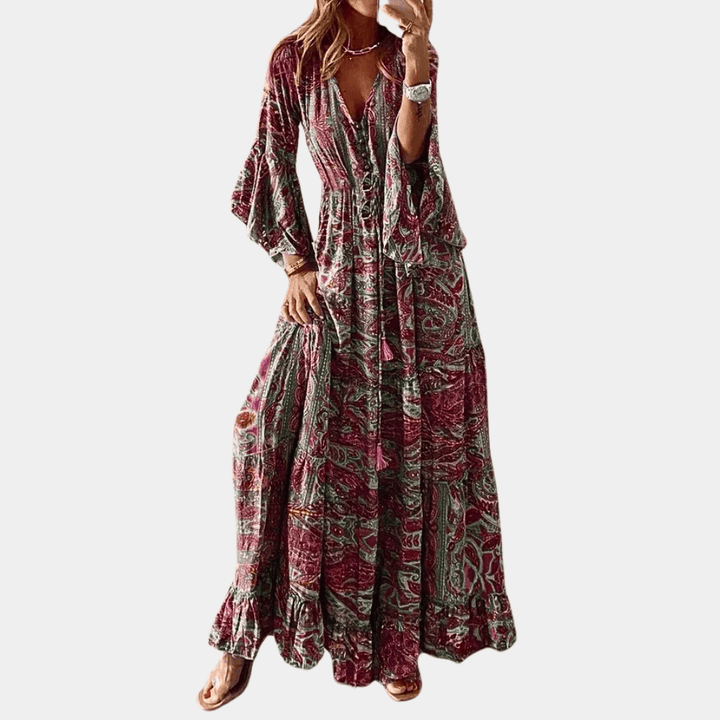 Levoire | Robe Longue Inspirée Boho Pour Femmes Rot