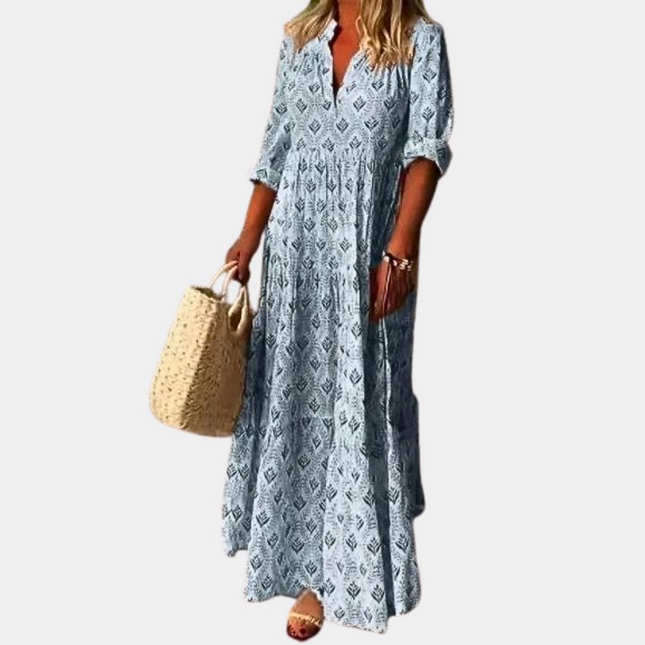 Levoire | Robe Maxi Printanière Élégante Et Confortable Bleu