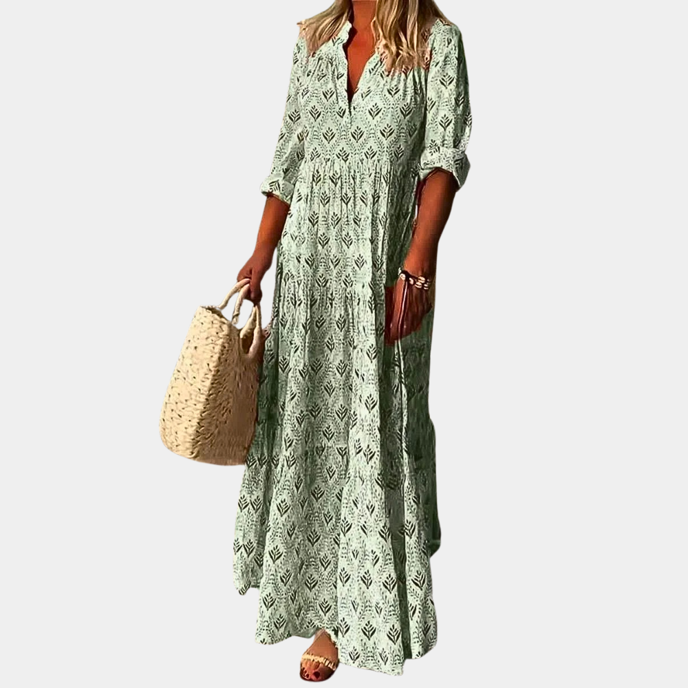 Levoire | Robe Maxi Printanière Élégante Et Confortable Vert