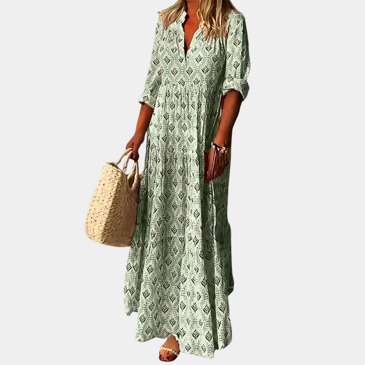 Levoire | Robe Maxi Style Boho Léger Silhouette Fluide Élégante Vêtements Décontractés Vert
