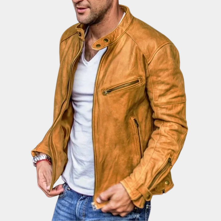 Levoire | Veste En Cuir Classique Résistante Aux Intempéries Pour Homme Hellebraun