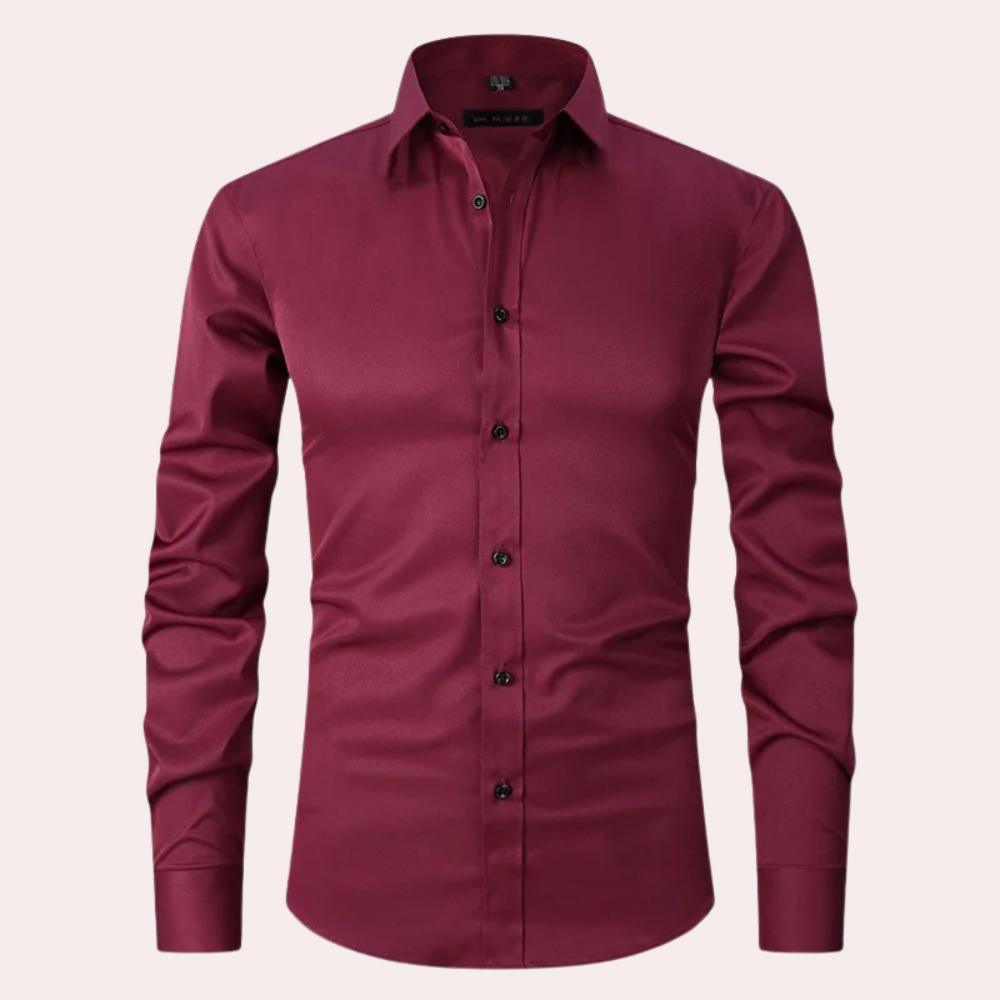 Levoire | Classique Stretch Chemise Homme Rouge bourgogne