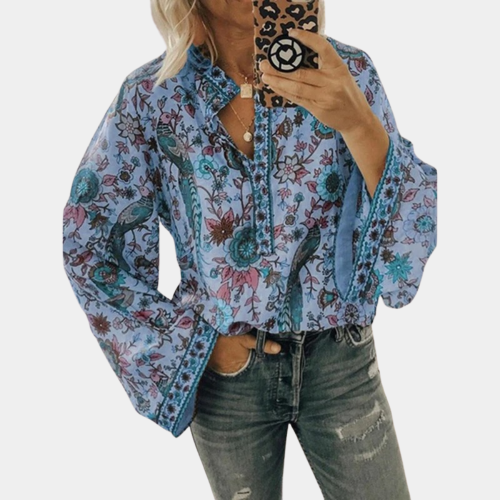 Levoire | Chemise À Manches Longues Légère Et Élégante Avec Un Motif Stylé Bleu