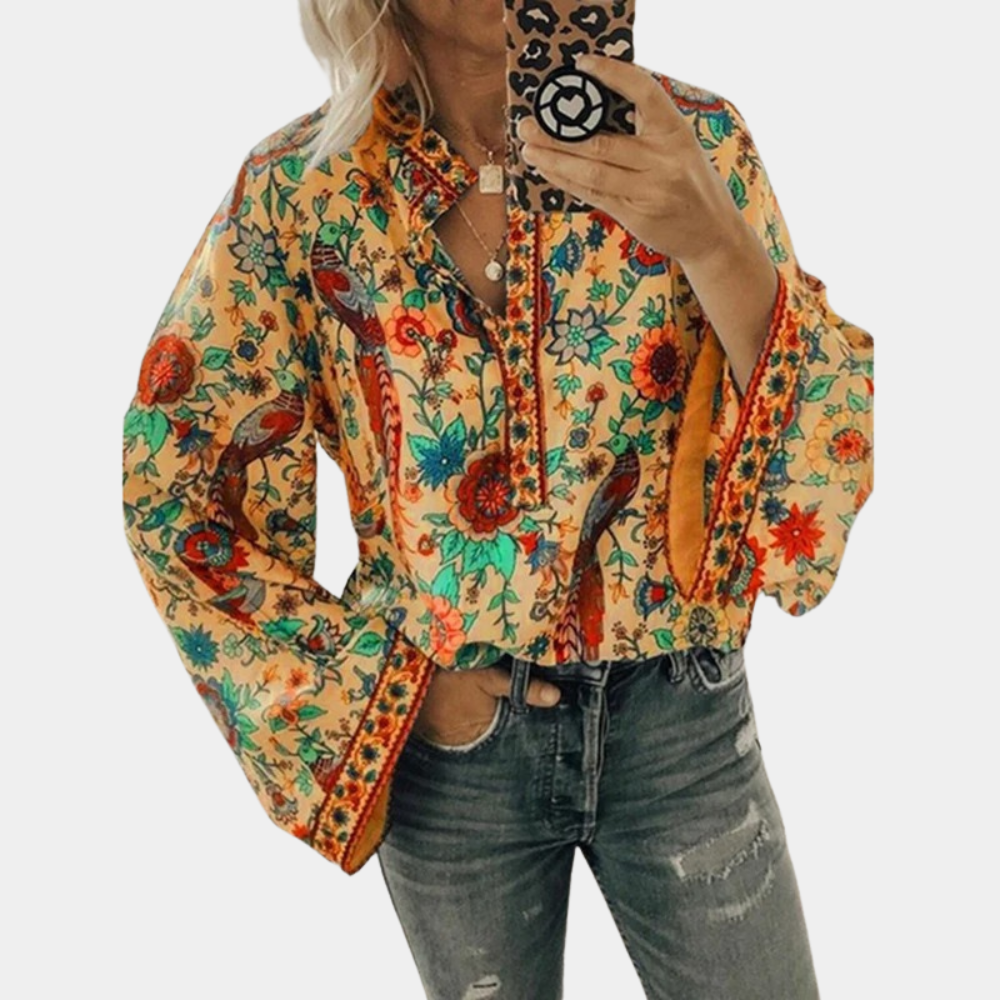Levoire | Chemise À Manches Longues Légère Et Élégante Avec Un Motif Stylé Orange