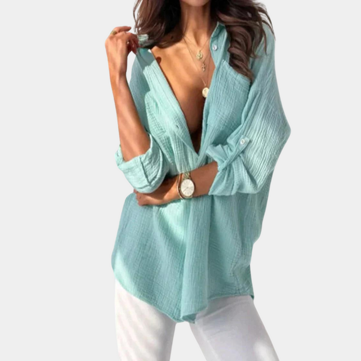Levoire | Chemise En Lin Avec Col Retourné Vert clair
