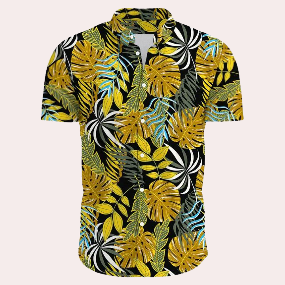 Levoire | Chemise Hawaii Avec Boutons Pour Hommes Jaune