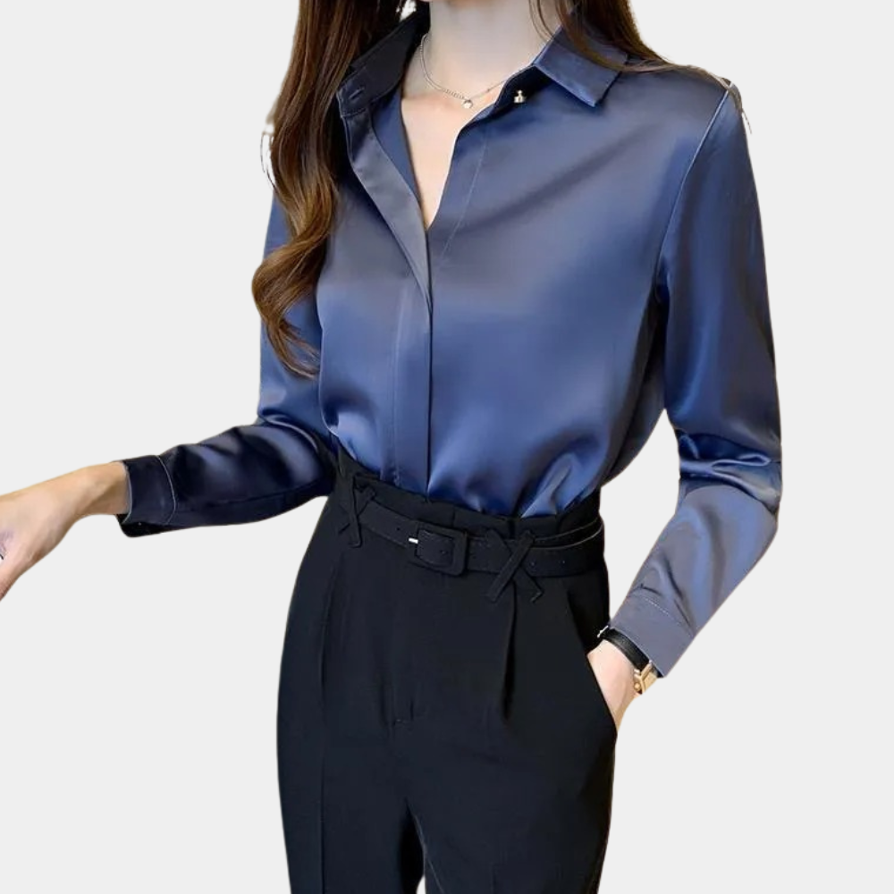 Levoire | Chemise Élégante Pour Femme En Mélange De Coton Léger Bleu