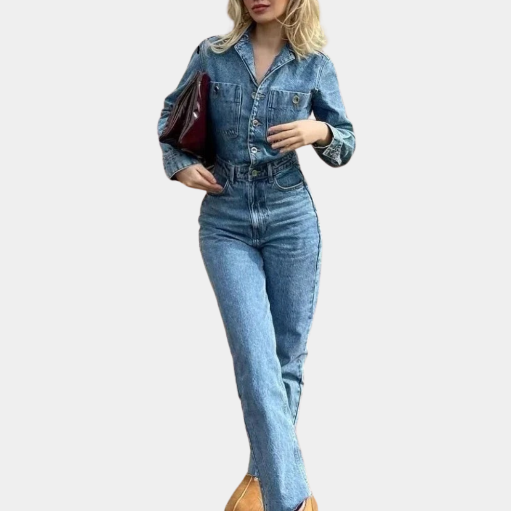 Levoire | Salopette En Denim À Manches Longues Avec Col