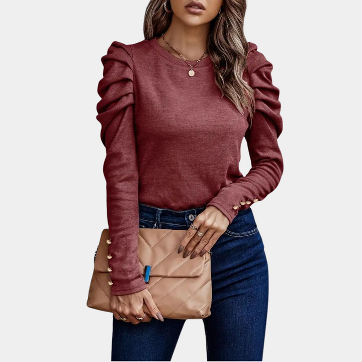 Levoire | Chemise À Manches Puff En Tissu Léger Uni Bourgogne