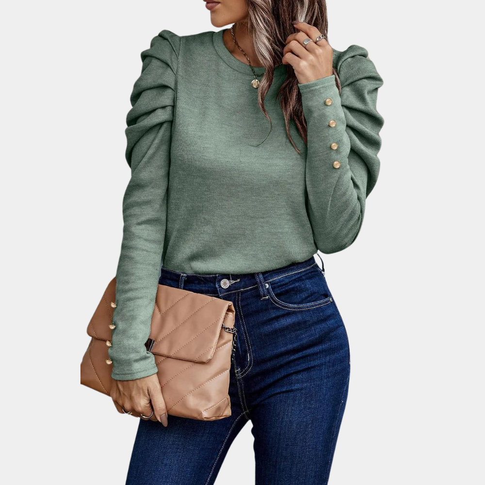 Levoire | Chemise À Manches Puff En Tissu Léger Uni Vert