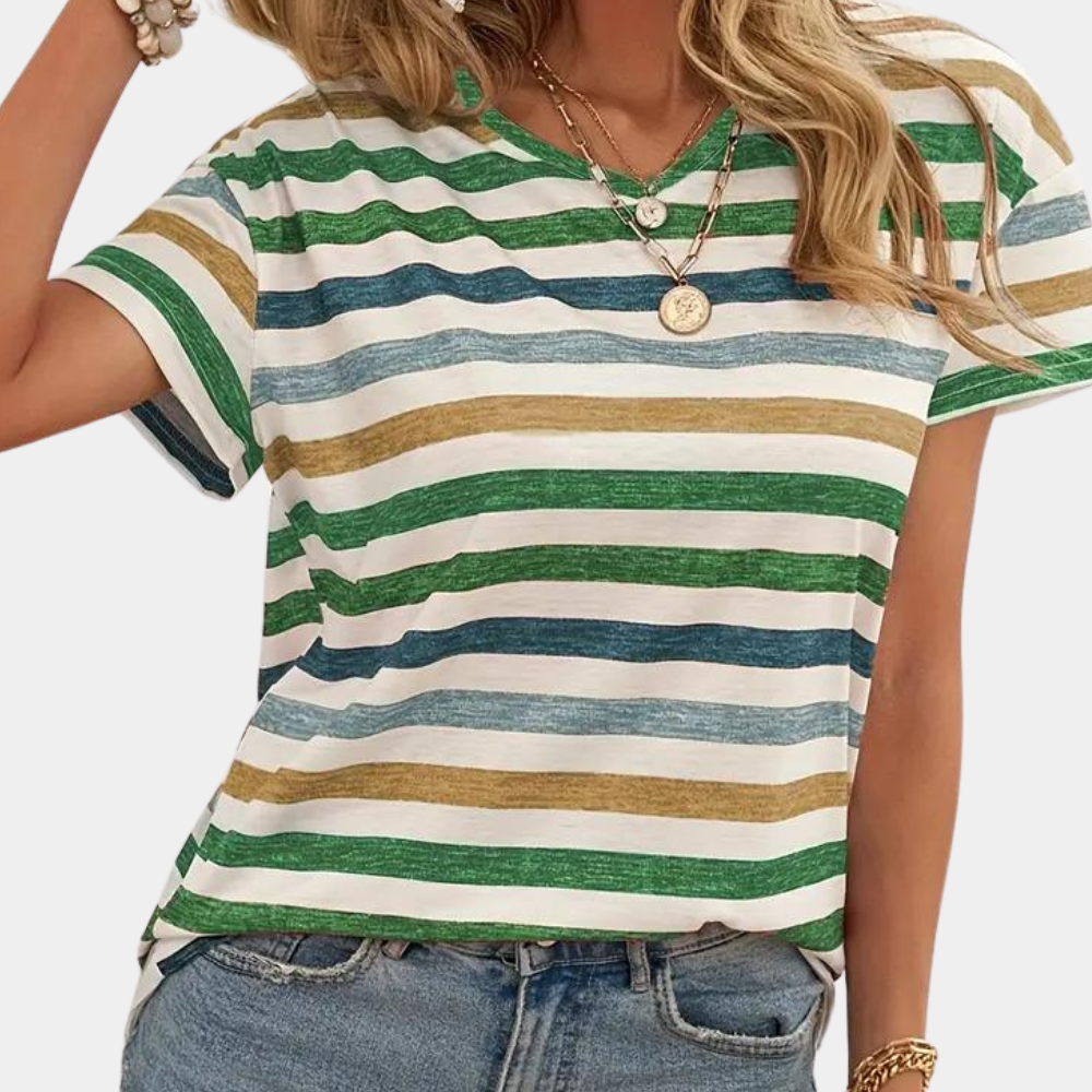 Levoire | T-Shirt Décontracté Avec Des Rayures Multicolores Vert