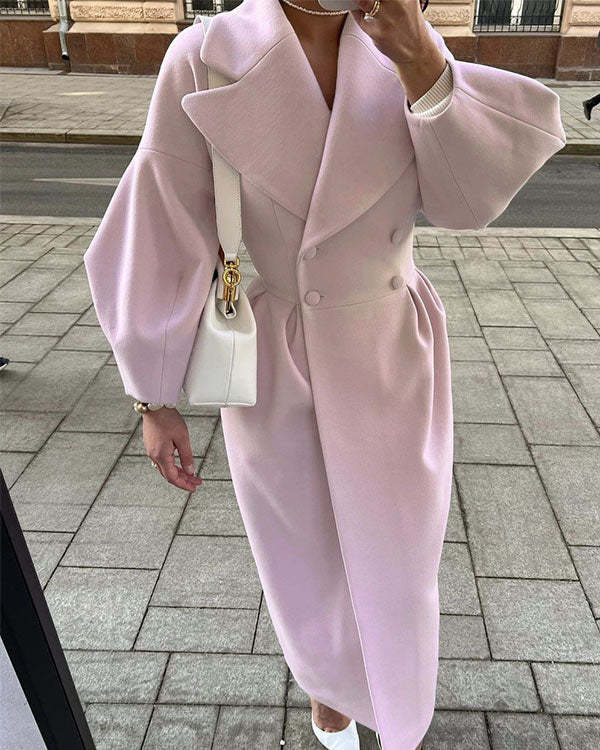 Levoire | Manteau En Laine Vintage Avec Des Manches Lanternes Et Un Revers Rosa