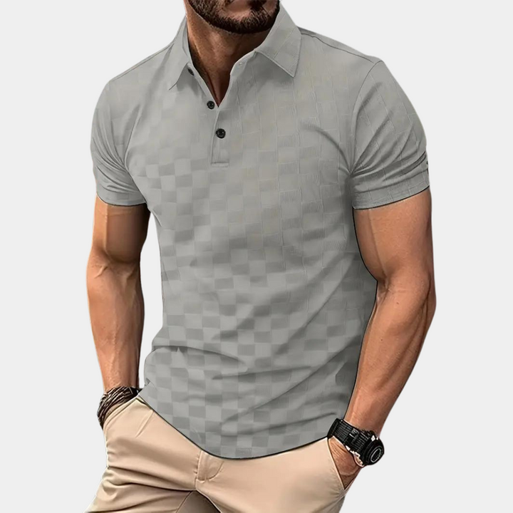 Levoire | Polo Slim Fit Damier Pour Hommes Gris
