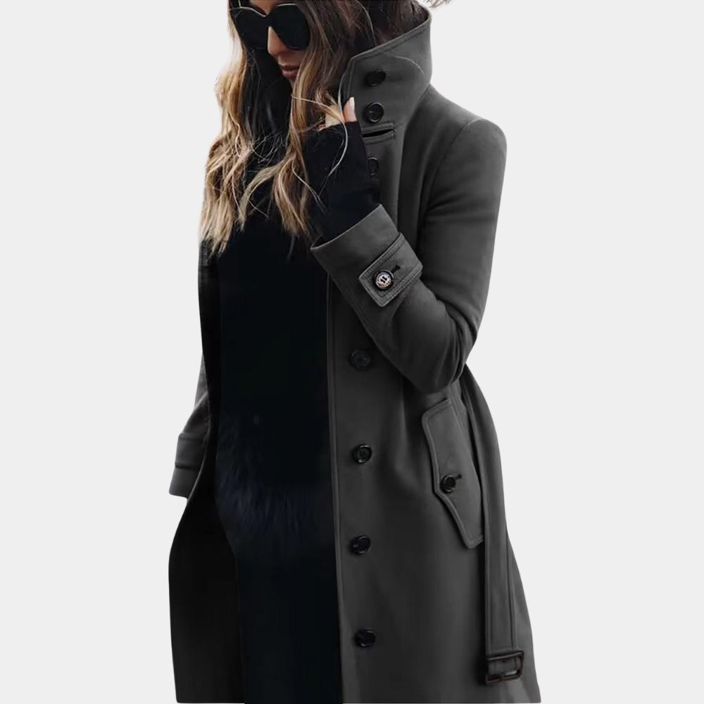 Levoire | Trench-Coat Ceinturé À Manches Longues Avec Patte De Boutonnage Gris foncé
