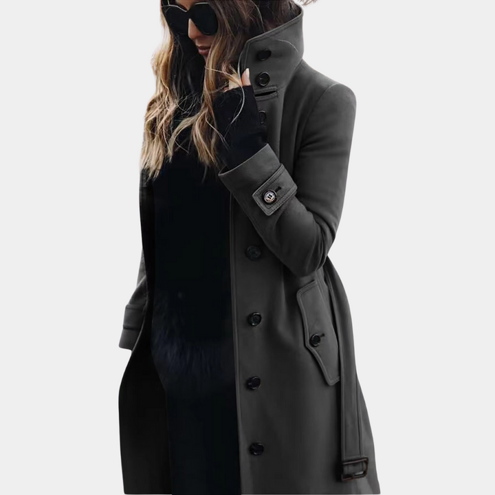Levoire | Trench-Coat Ceinturé À Manches Longues Avec Patte De Boutonnage Gris foncé
