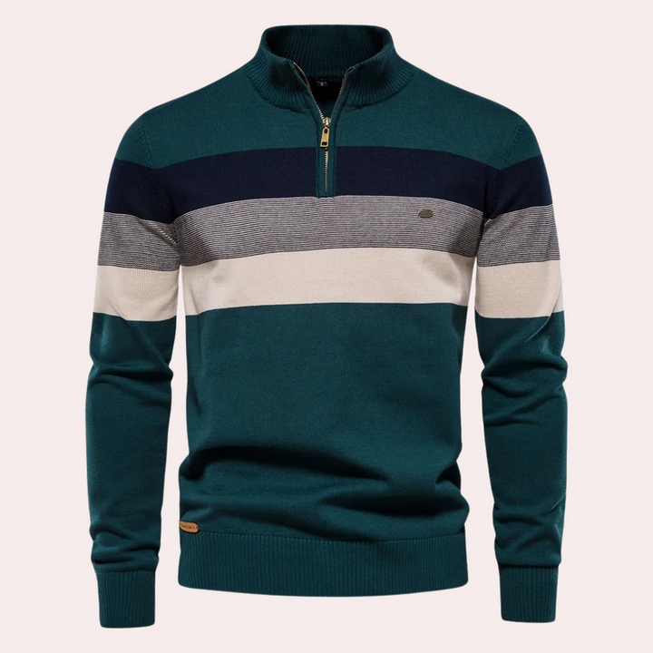 Levoire | Pull À Demi Zip Rayures Tendance Pour Le Quotidien Vert