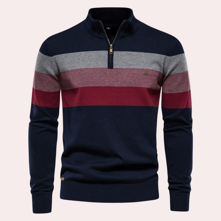 Levoire | Pull À Demi Zip Rayures Tendance Pour Le Quotidien Bleu marine