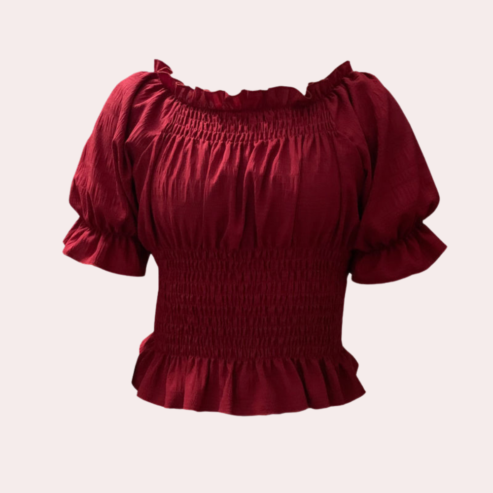 Levoire | Blouse D'Été Moderne Avec Des Manches Bouffantes En Tissu Léger Rot