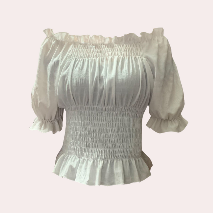 Levoire | Blouse D'Été Moderne Avec Des Manches Bouffantes En Tissu Léger Blanc
