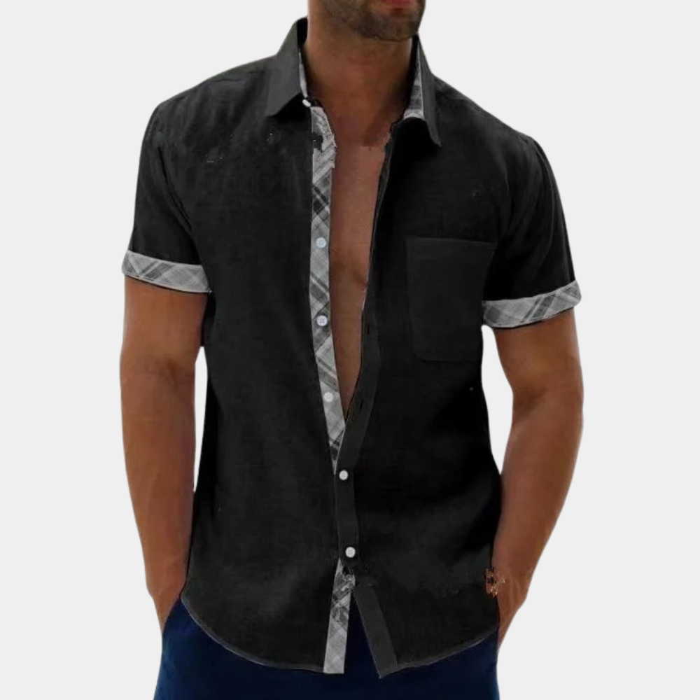 Levoire | Chemise À Manches Courtes Élégante Pour Hommes Noir