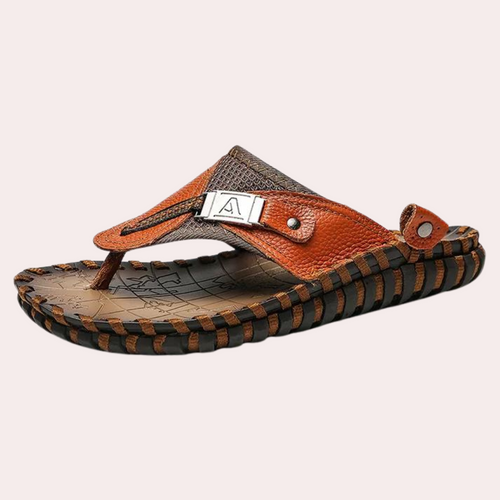 Levoire | Sandales Pour Hommes Cuir Luxe Confort Ultime Noir/Marron