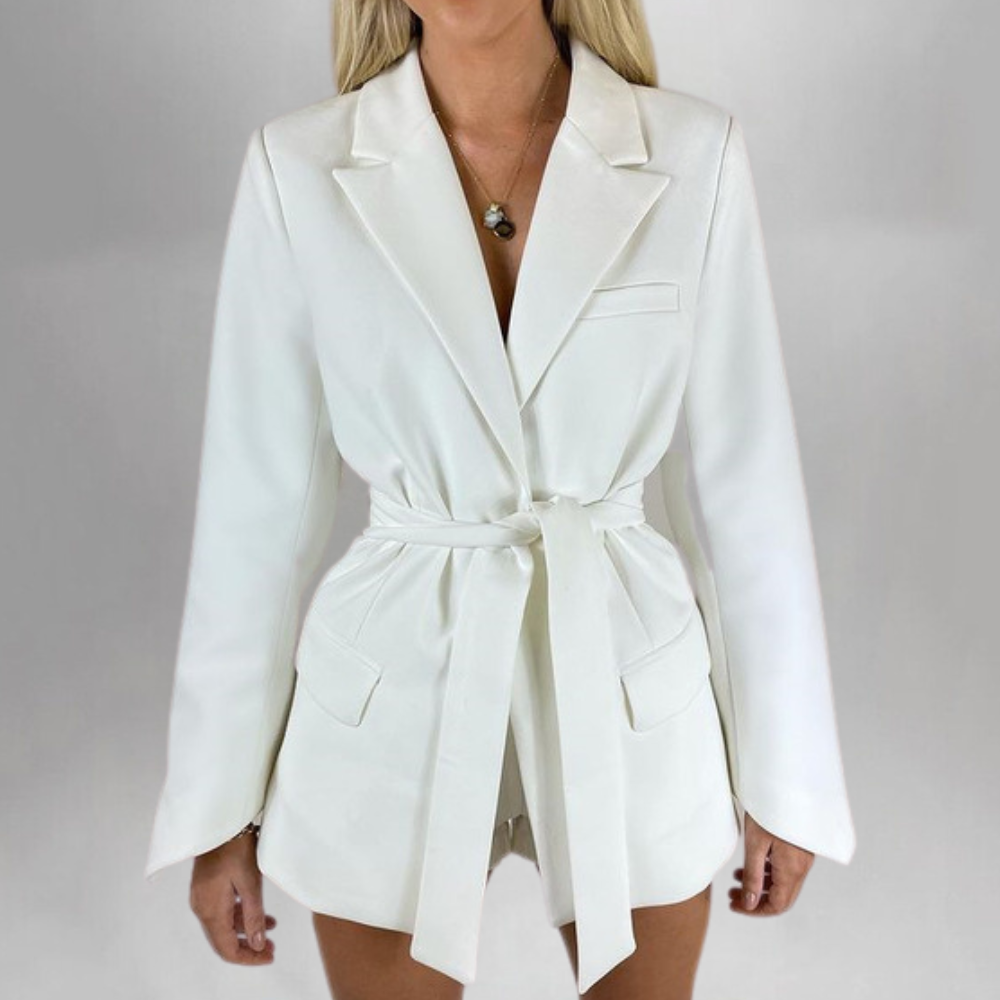 Levoire | Blazer Élégant Avec Ceinture Pour Tenues Élégantes Blanc