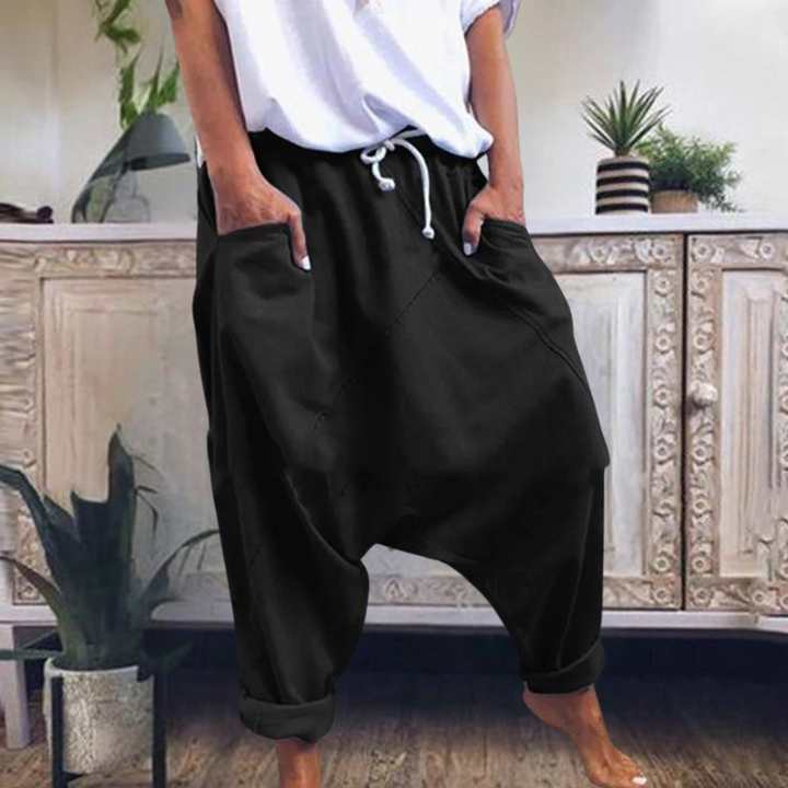 Levoire | Pantalons À Cordon Avec Poches Pour Femmes Noir