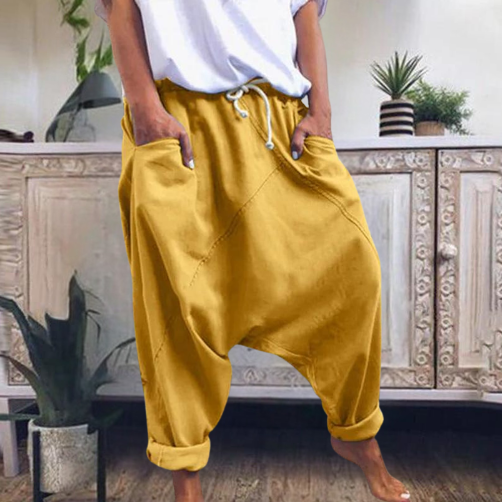 Levoire | Pantalons À Cordon Avec Poches Pour Femmes Jaune