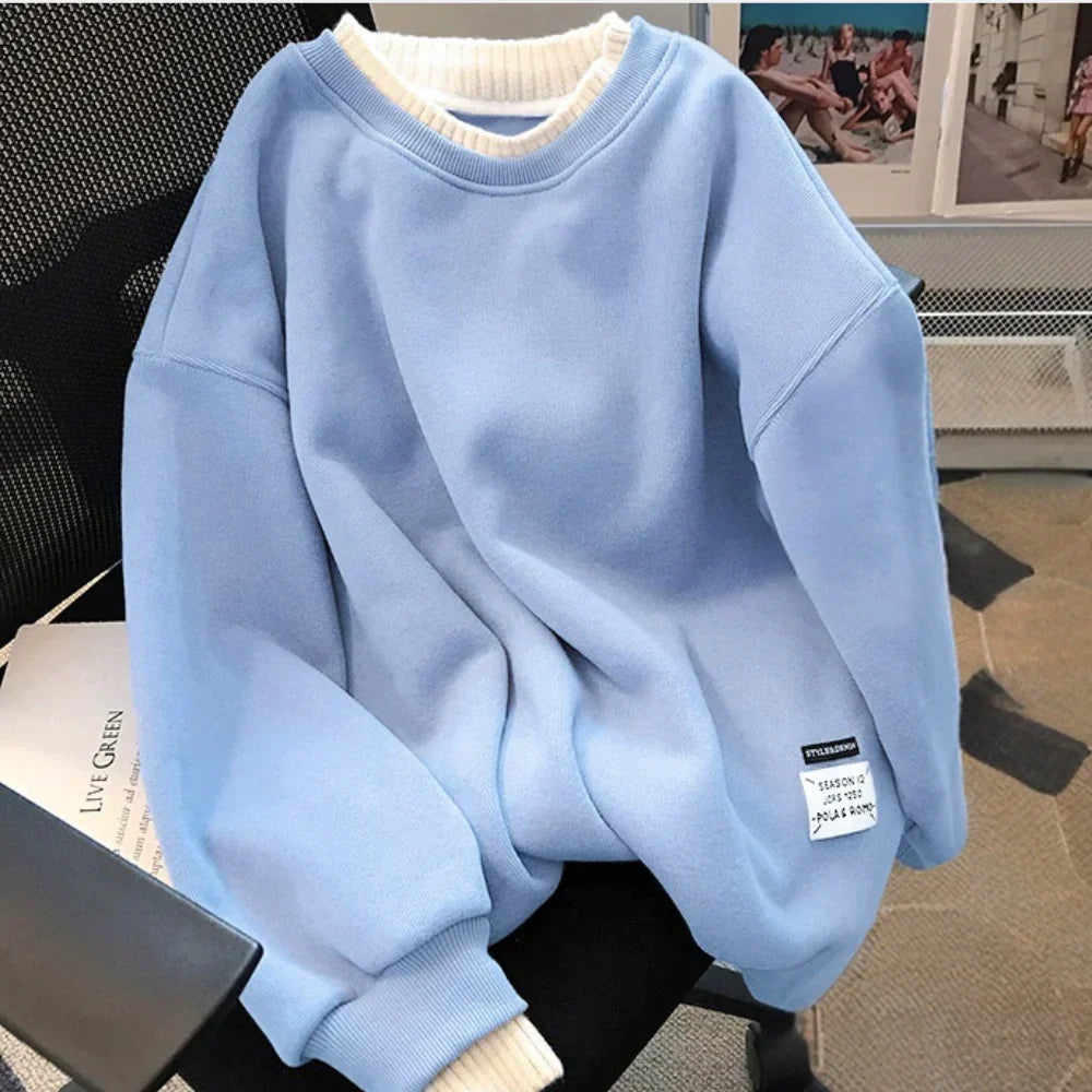 Levoire | Sweat-Shirt Pour Femmes À Coupe Décontractée Minimaliste Bleu