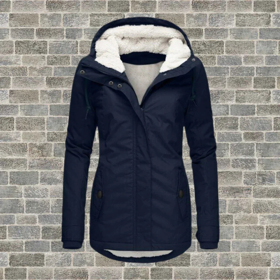 Levoire | Manteau en coton plissé avec capuche Bleu marine