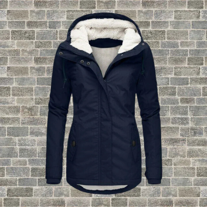 Levoire | Manteau en coton plissé avec capuche Bleu marine