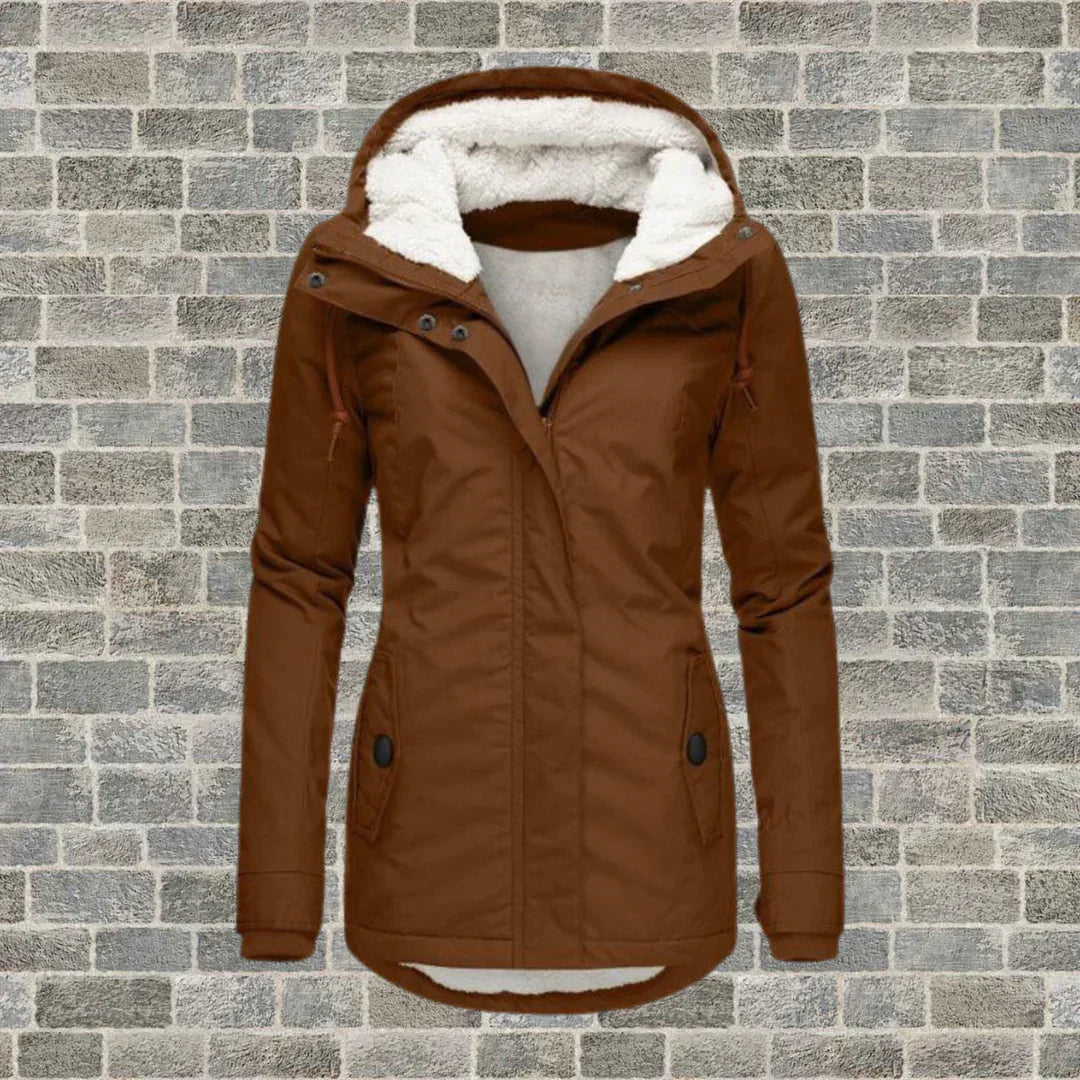 Levoire | Manteau en coton plissé avec capuche Brun