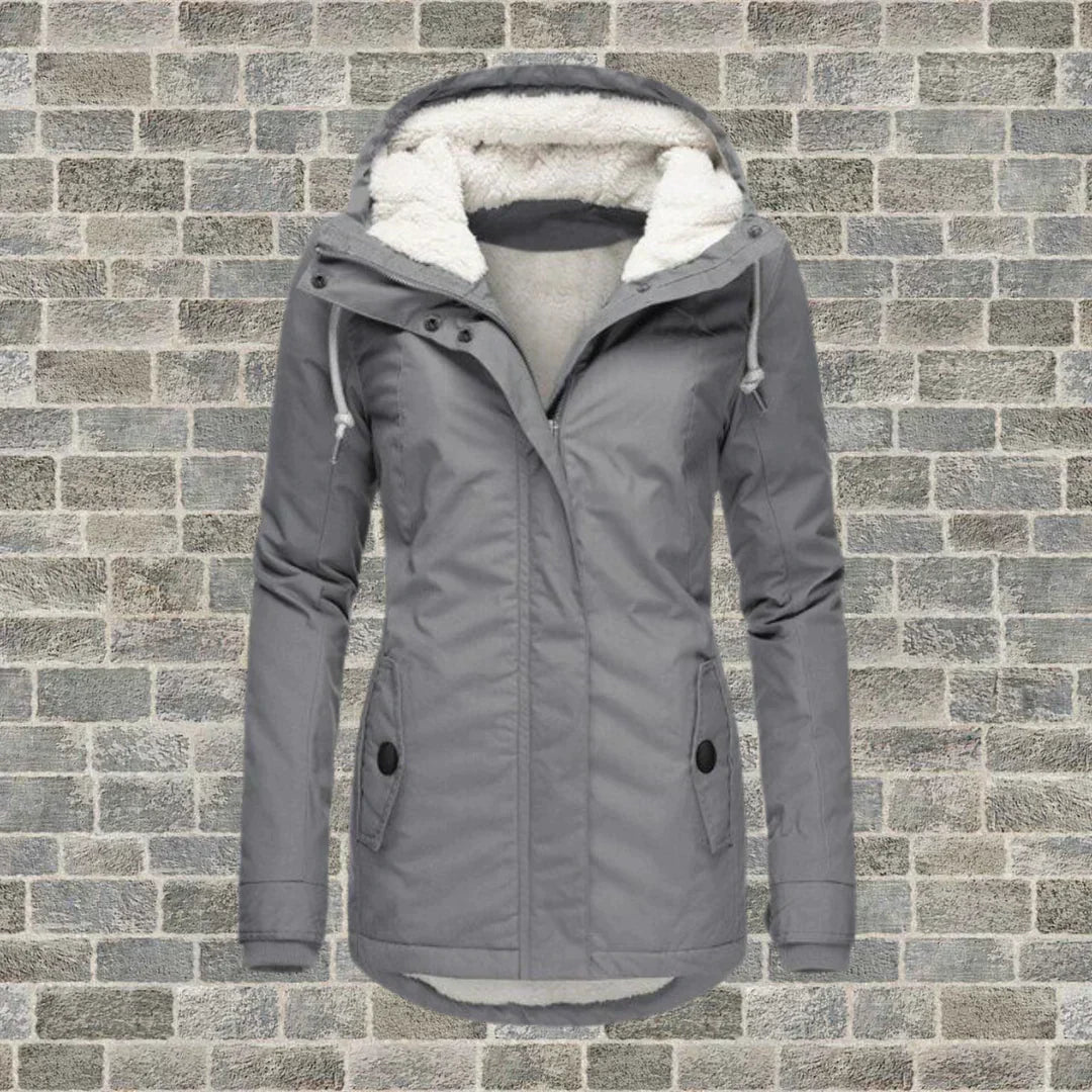Levoire | Manteau en coton plissé avec capuche Gris