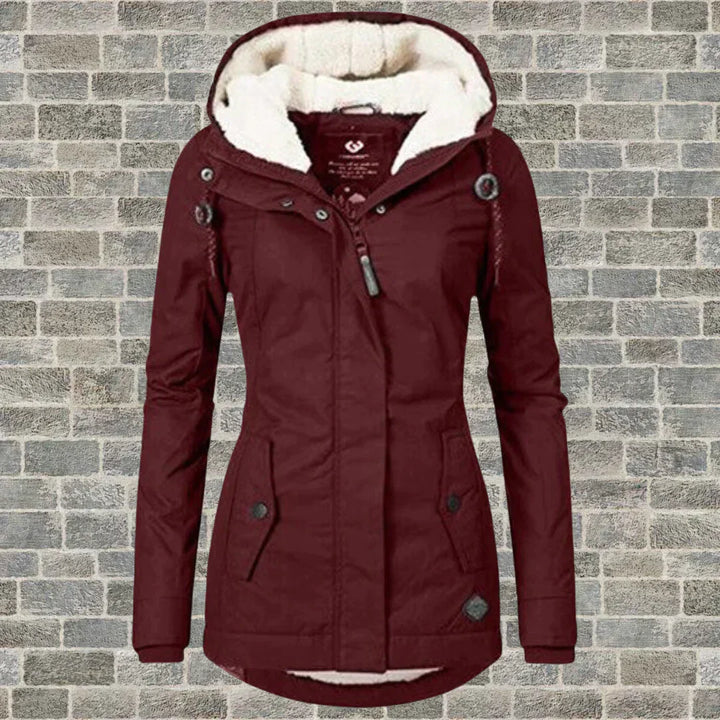 Levoire | Manteau en coton plissé avec capuche Rouge vin