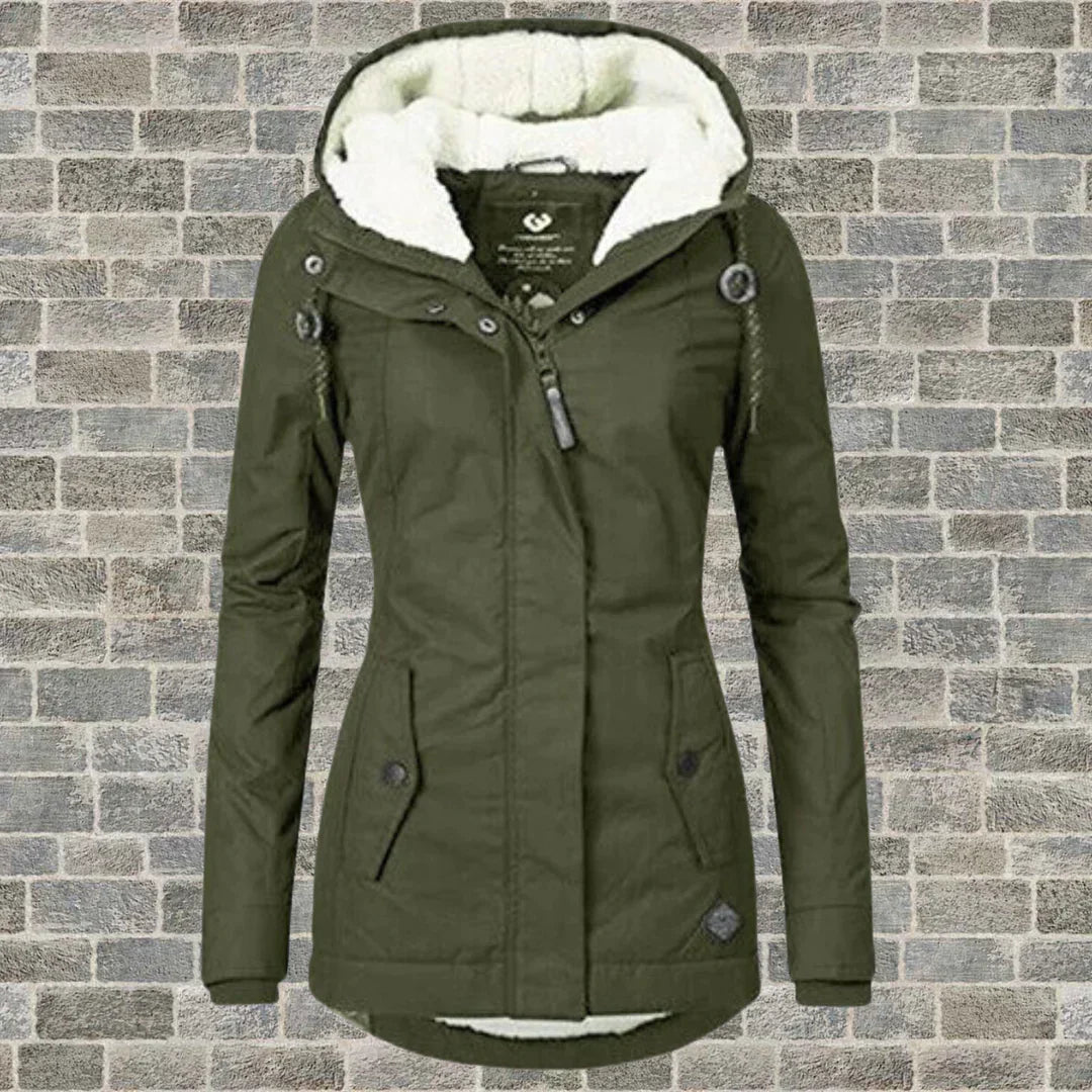 Levoire | Manteau en coton plissé avec capuche Vert armée