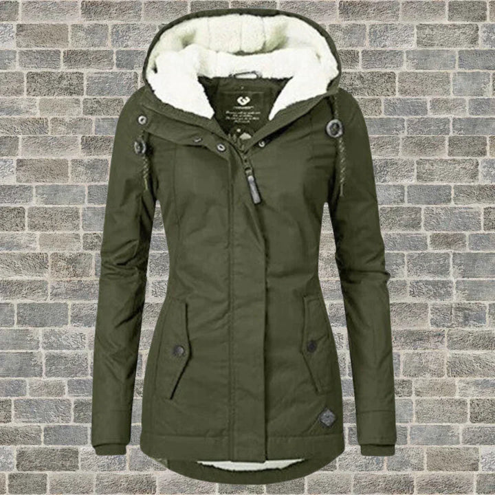 Levoire | Manteau en coton plissé avec capuche Vert armée